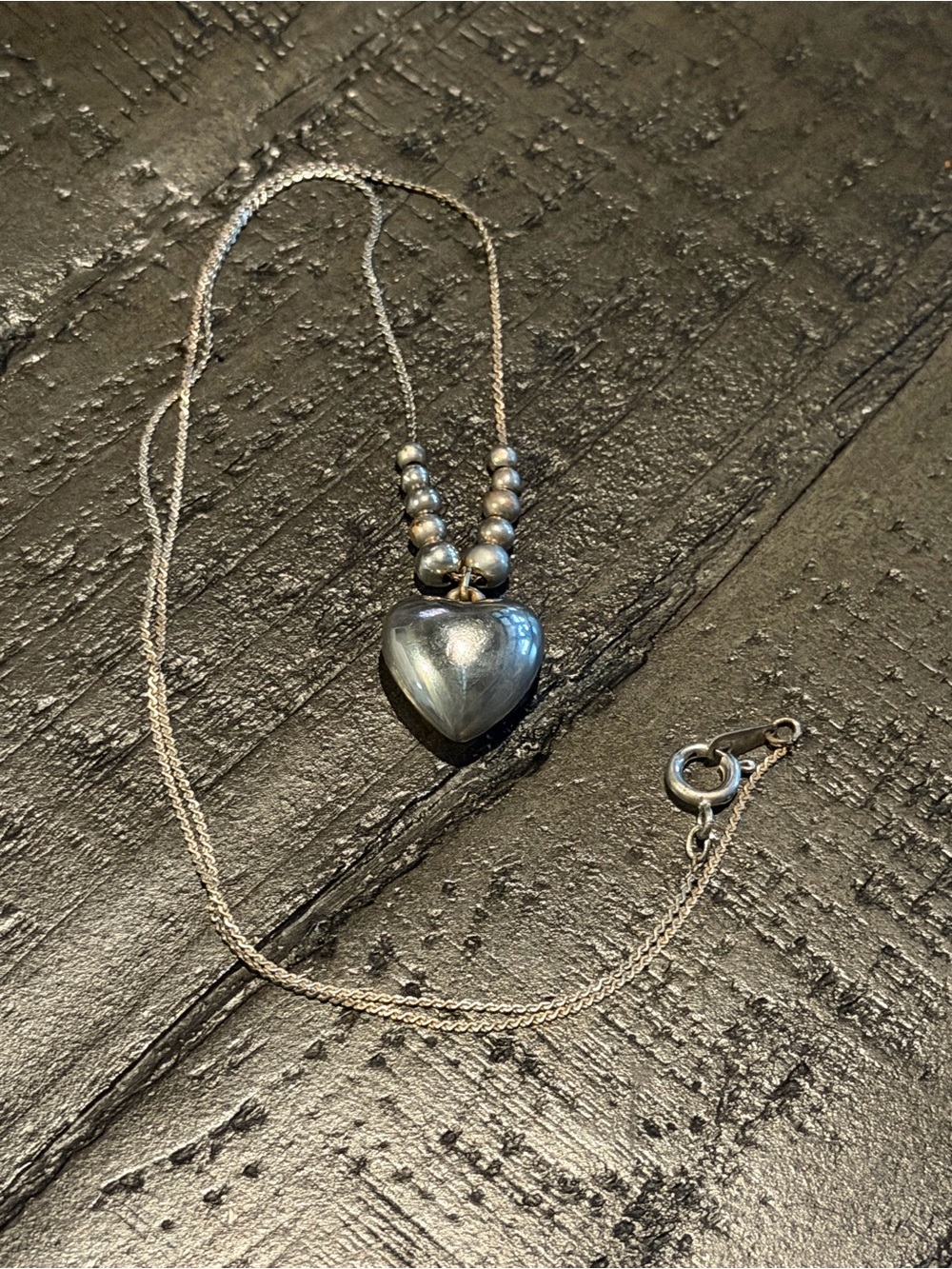 Silver Heart Pendant Necklace 18”
